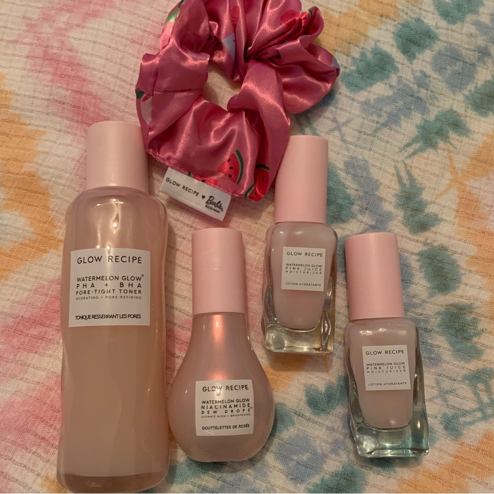 Glow Recipe Skincare Bundle + Barbie Scrunchie — All New + Unopened!